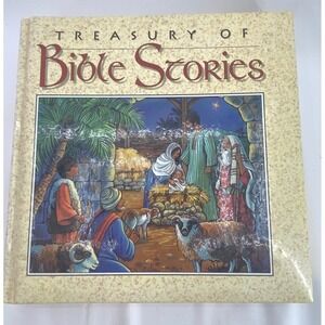 Treasury Of Bible Stories 1995 Hardback Book Gold Gilt Edges Color Illustrations
